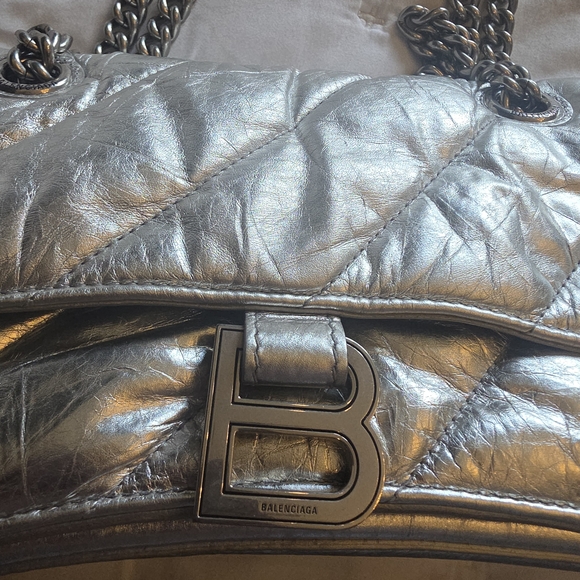 Balenciaga Silver Quilted Chain Shoulder Bag - Picture 5 of 6